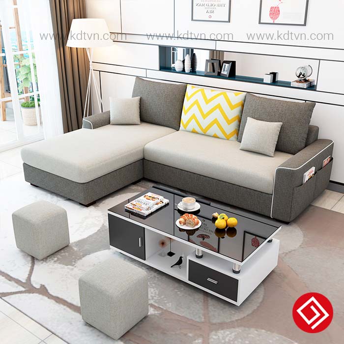 Sofa nỉ cho phòng khách nhỏ hẹp KD023A • KDTVN