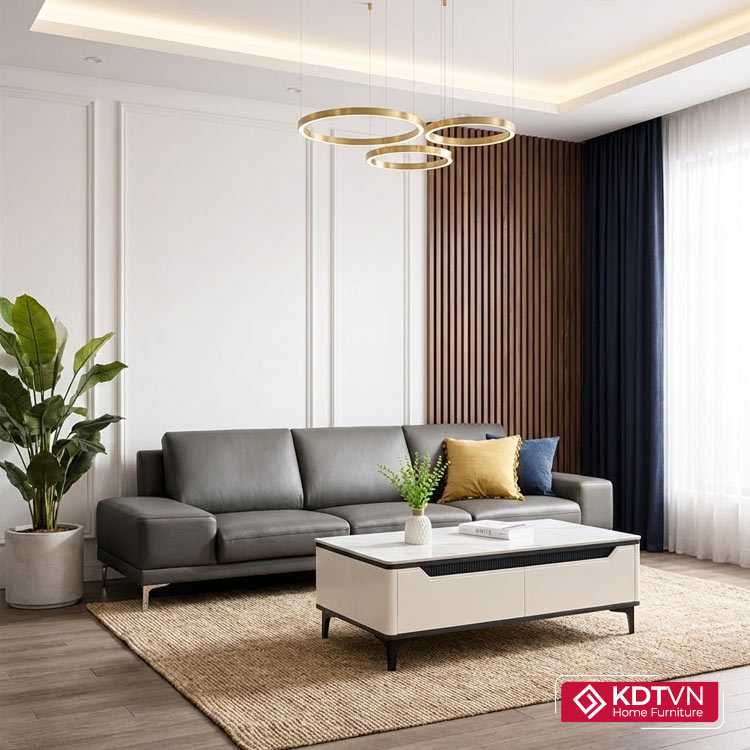 Sofa da cho phòng khách hiện đại KD135