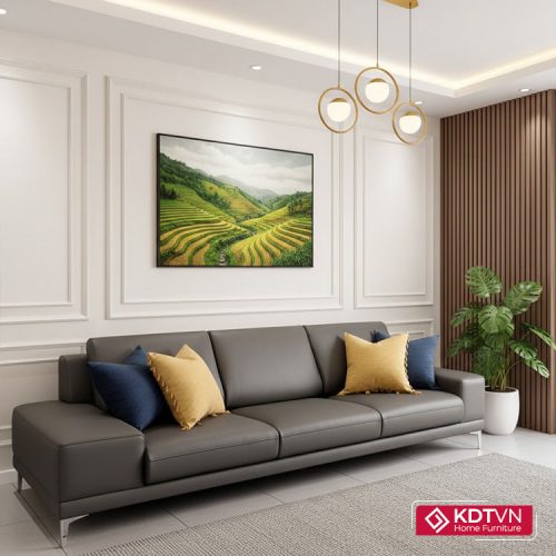 Sofa da cho phòng khách hiện đại KD135
