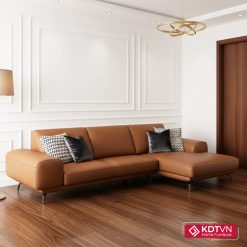 Sofa da phòng khách sang trọng KD330 3 Sofa da chữ L màu cam da bò hiện đại KD330
