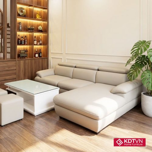 Sofa da góc chữ L tay vát KD215