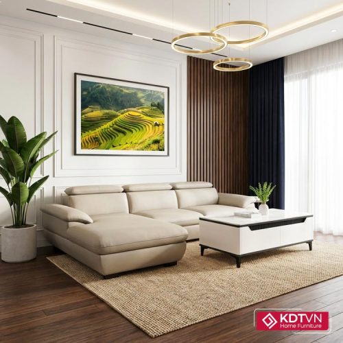 Sofa da góc chữ L tay vát KD215