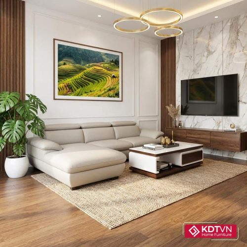 Sofa da góc chữ L tay vát KD215