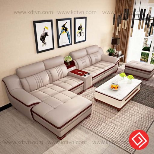 Sofa da góc L hiện đại