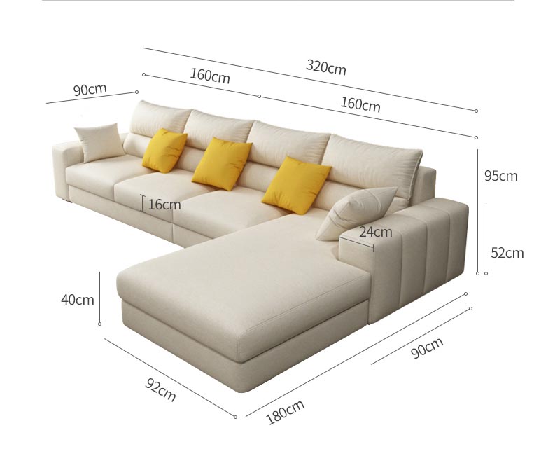Kích thước sofa góc L phòng khách rộng