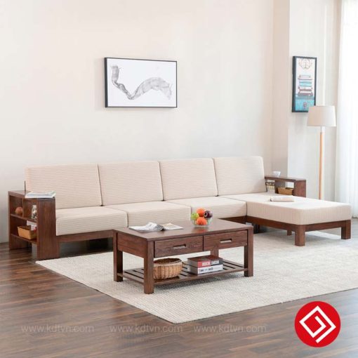 Sofa gỗ góc L hiện đại