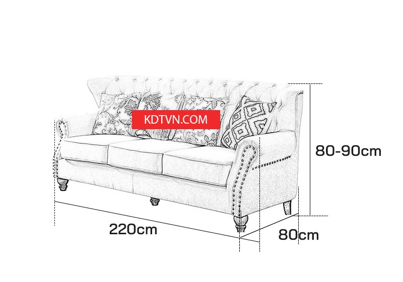 Kích thước sofa 3 chỗ ngồi