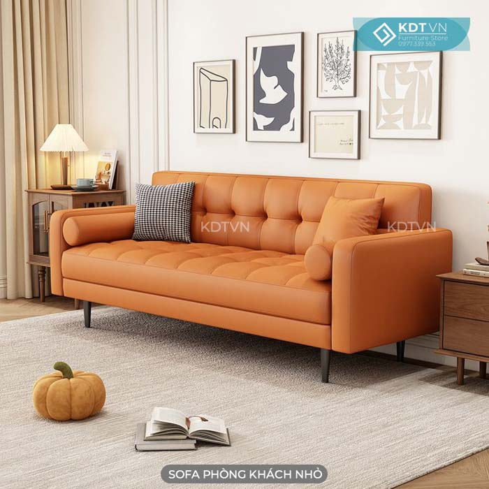 Sofa da nhỏ màu cam