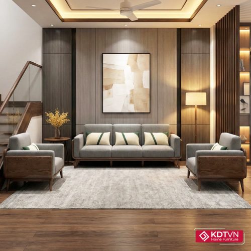 Bộ ghế sofa gỗ văng kèm sofa đơn G16U
