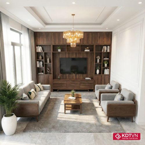 Bộ ghế sofa gỗ văng kèm sofa đơn G16U