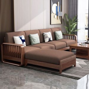 Sofa gỗ chữ L hiện đại