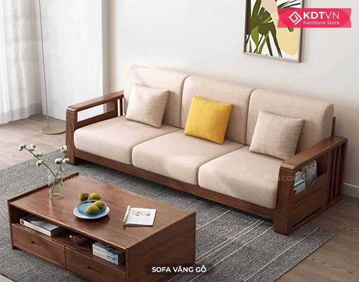Sofa gỗ có đệm lót ngồi
