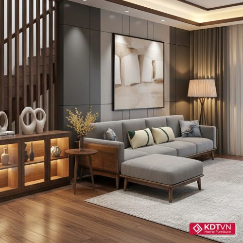 Sofa gỗ góc chữ L sang trọng hiện đại G16