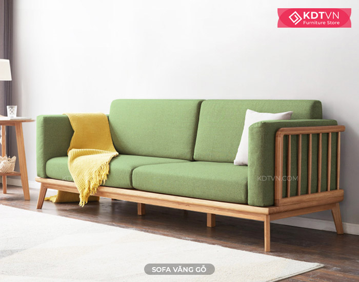 Sofa gỗ văng phòng khách đệm xanh
