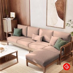 Sofa gỗ góc chung cư tay mỏng G183