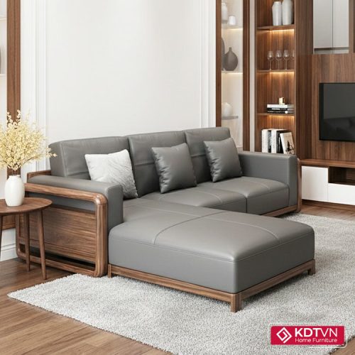 Sofa góc gỗ phòng khách nhỏ G24