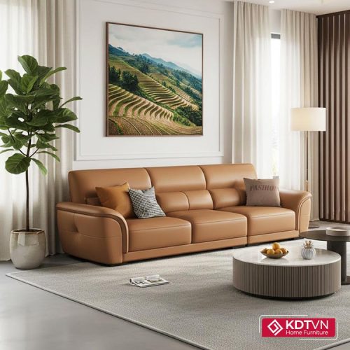 Mẫu sofa da màu da bò hiện đại KD100