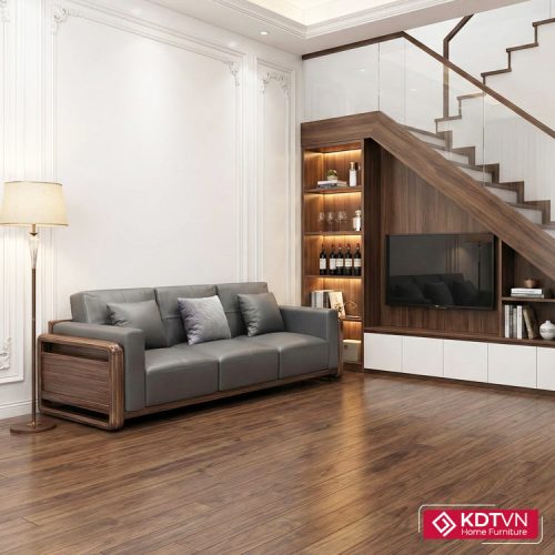 Sofa văng da tay gỗ hiện đại G24V