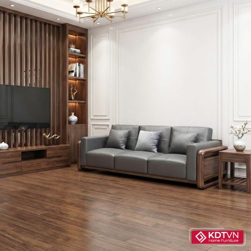 Sofa văng da tay gỗ hiện đại G24V