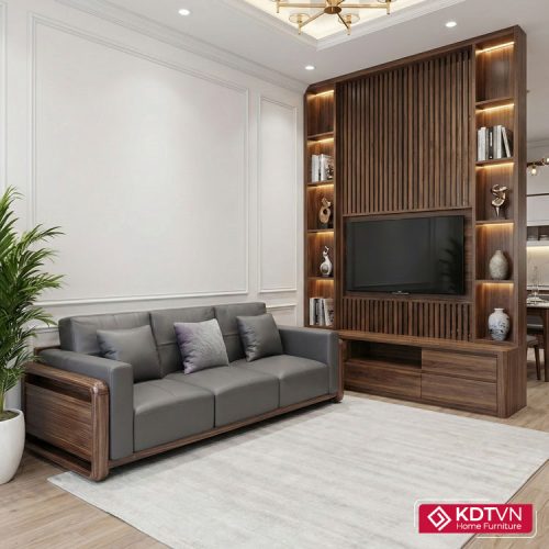 Sofa văng da tay gỗ hiện đại G24V