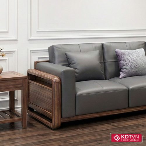 Sofa văng da tay gỗ hiện đại G24V